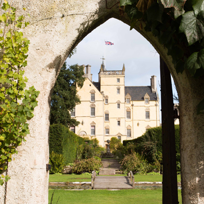 Wedding marquee setup in Innes House Moray Scotland
