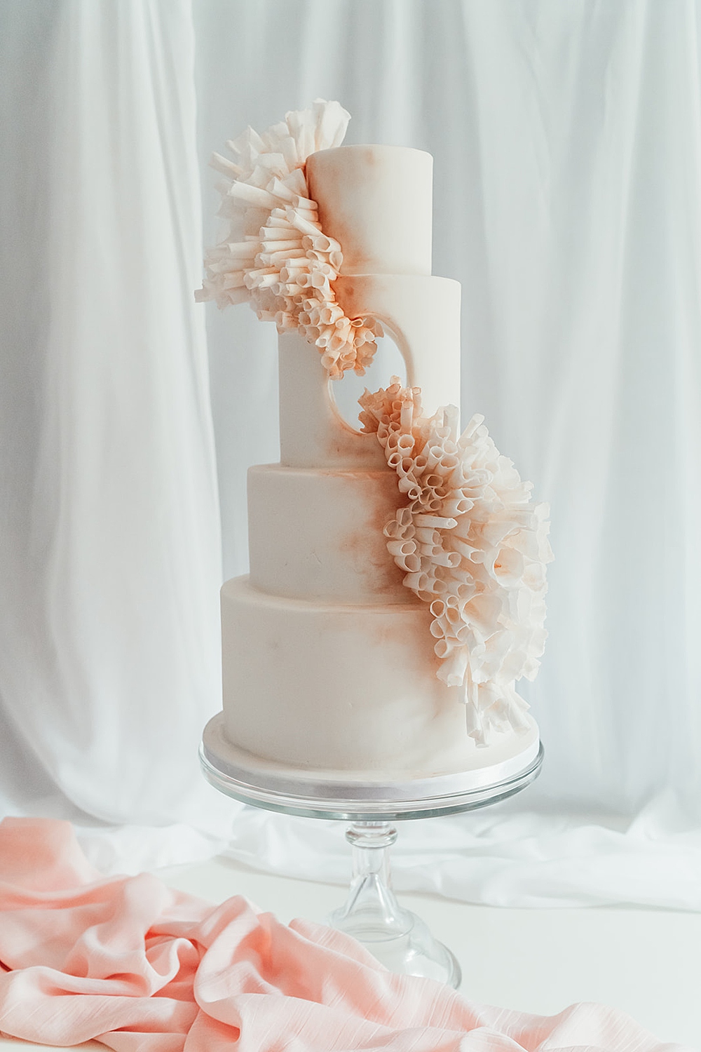 Five-Tier Blush and Rose Gold Wedding Cake